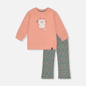 Tunic And Leggings Set Pale Pink And Green Floral Print