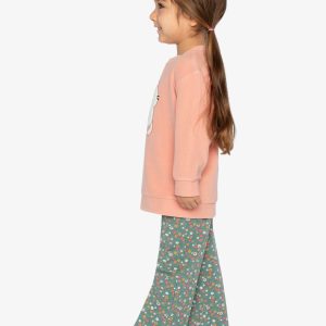 Tunic And Leggings Set Pale Pink And Green Floral Print - Image 5