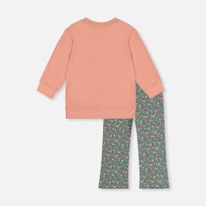 Tunic And Leggings Set Pale Pink And Green Floral Print - Image 4