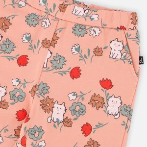 Baby French Terry Sweatpants Pink Cat Print - Image 3