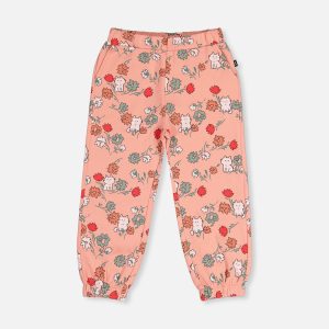 French Terry Sweatpants Pink Cat Print - Image 4