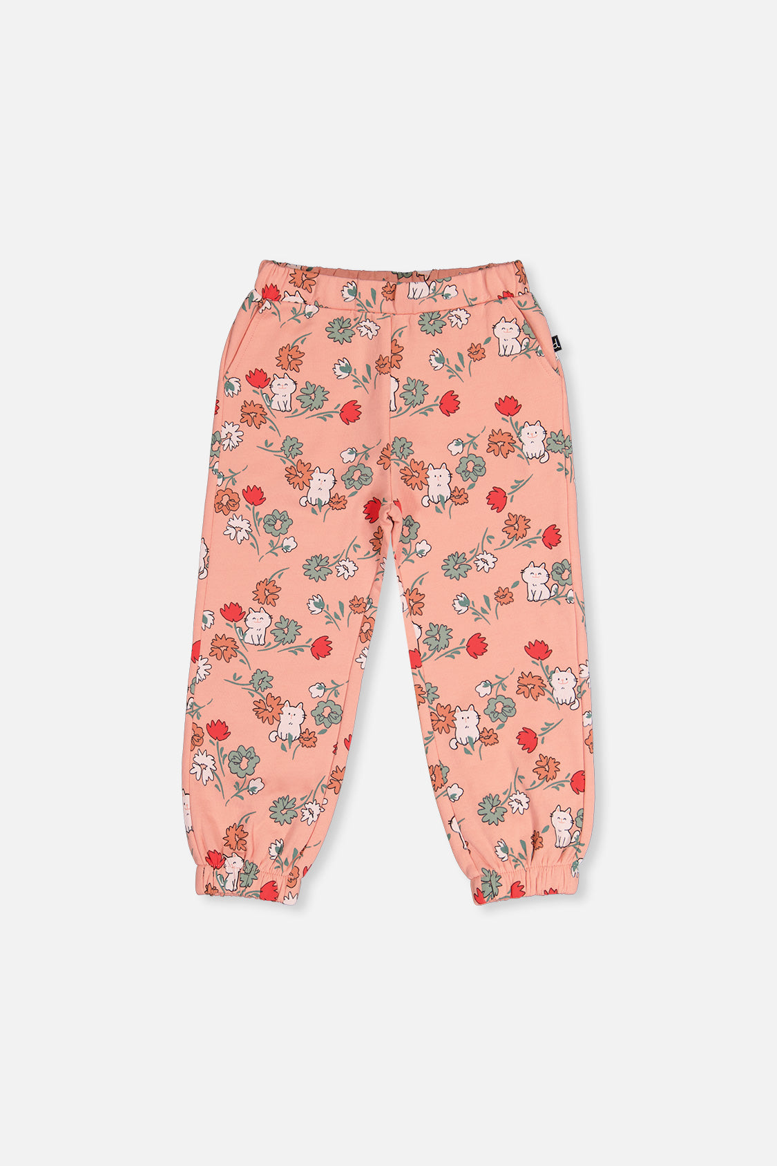 French Terry Sweatpants Pink Cat Print - Image 4