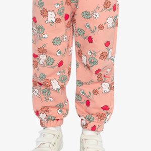 French Terry Sweatpants Pink Cat Print - Image 3