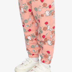French Terry Sweatpants Pink Cat Print - Image 5