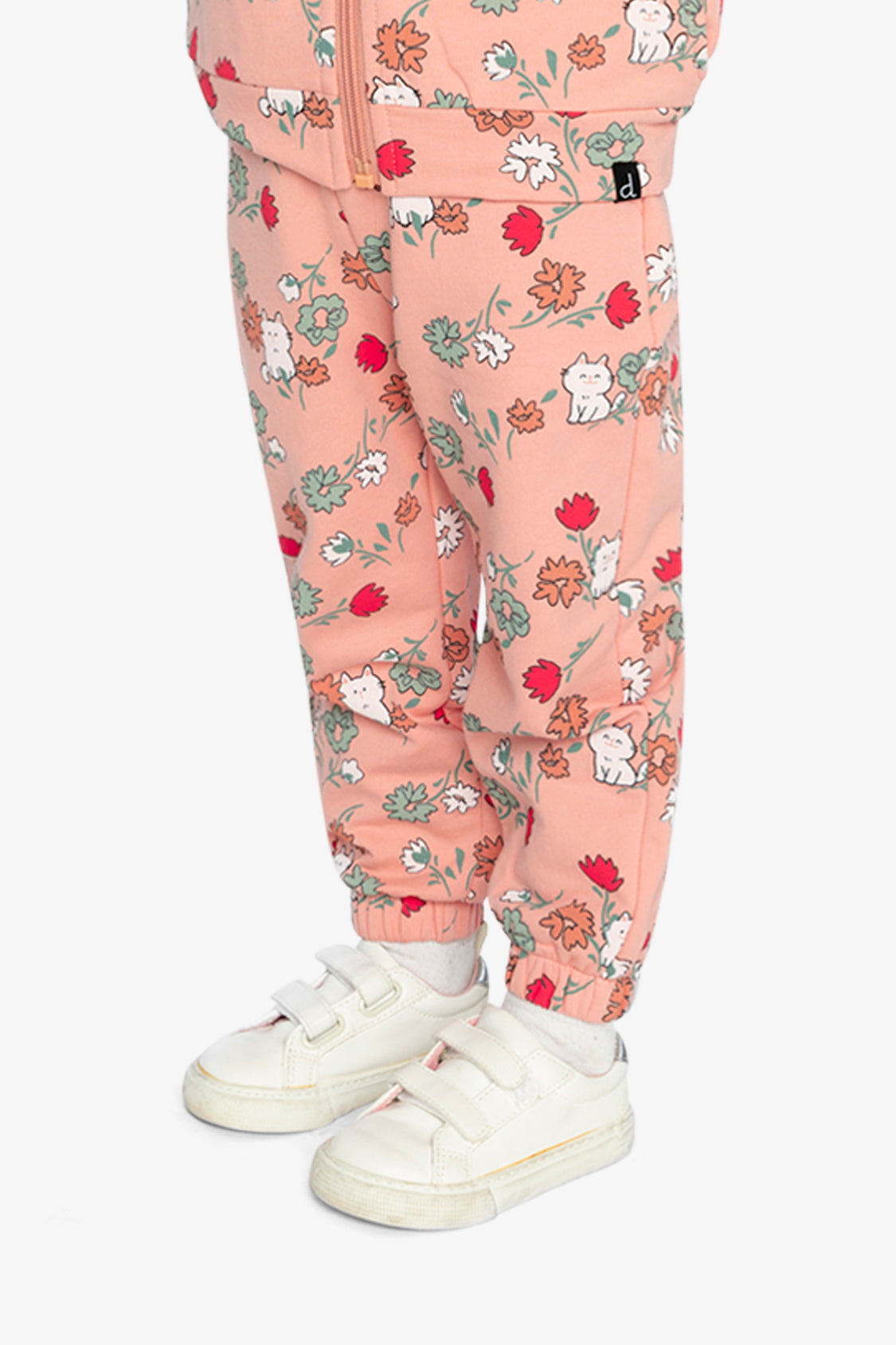 French Terry Sweatpants Pink Cat Print - Image 5