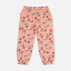 French Terry Sweatpants Pink Cat Print