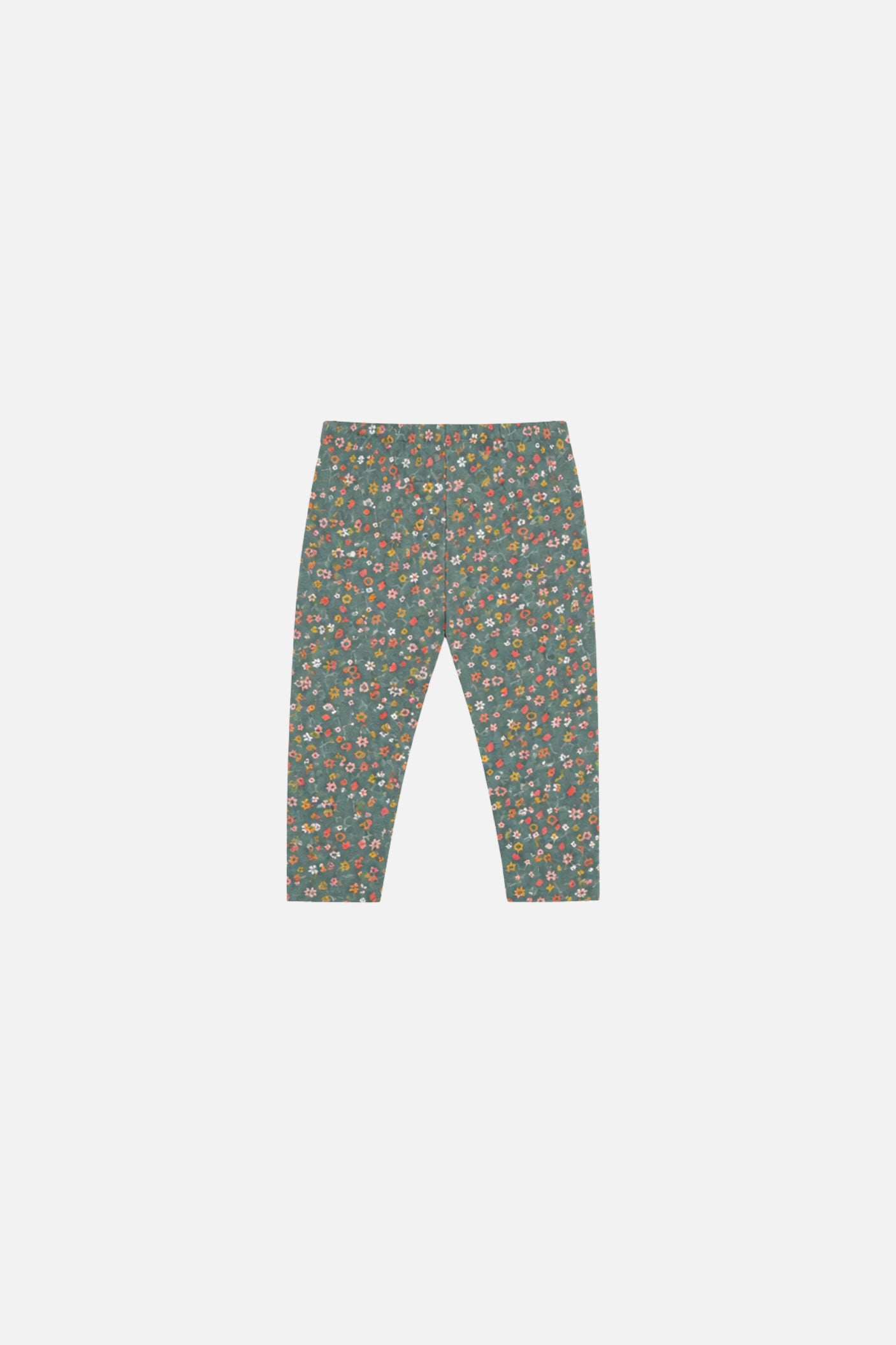 Baby Organic Cotton Leggings Green Floral Print - Image 2