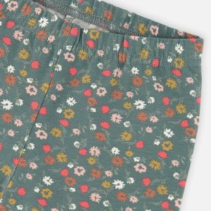 Baby Organic Cotton Leggings Green Floral Print - Image 3