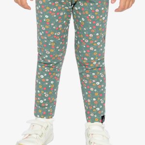 Organic Cotton Leggings Green Floral Print - Image 3