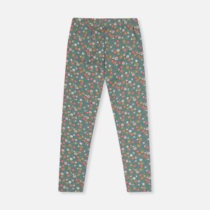 Organic Cotton Leggings Green Floral Print - Image 4