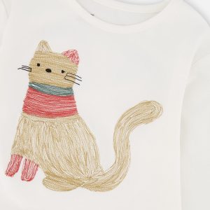 Baby Organic Cotton Long Sleeve T-Shirt Off-White - Image 3