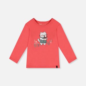 Organic Cotton Long Sleeve T-Shirt Coral Pink