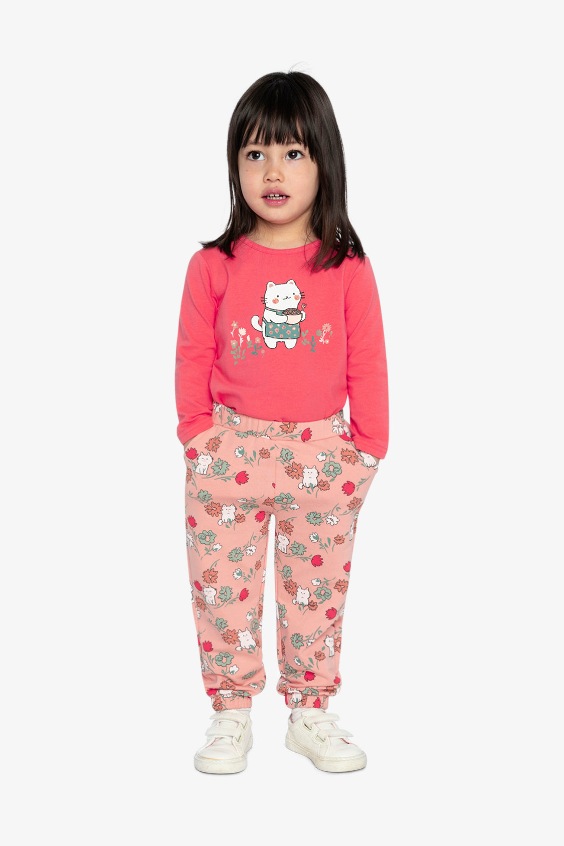 Organic Cotton Long Sleeve T-Shirt Coral Pink - Image 2