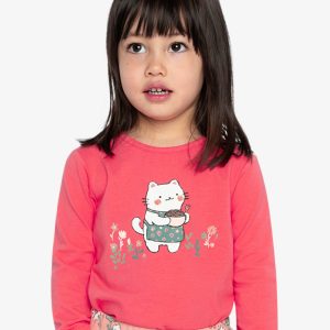 Organic Cotton Long Sleeve T-Shirt Coral Pink - Image 4