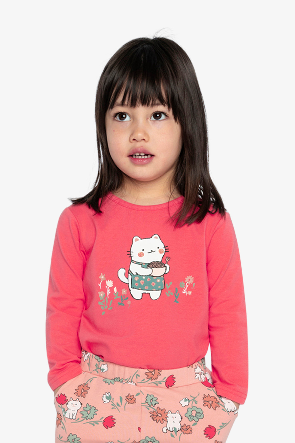 Organic Cotton Long Sleeve T-Shirt Coral Pink - Image 4