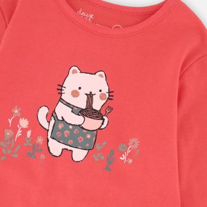 Organic Cotton Long Sleeve T-Shirt Coral Pink - Image 5