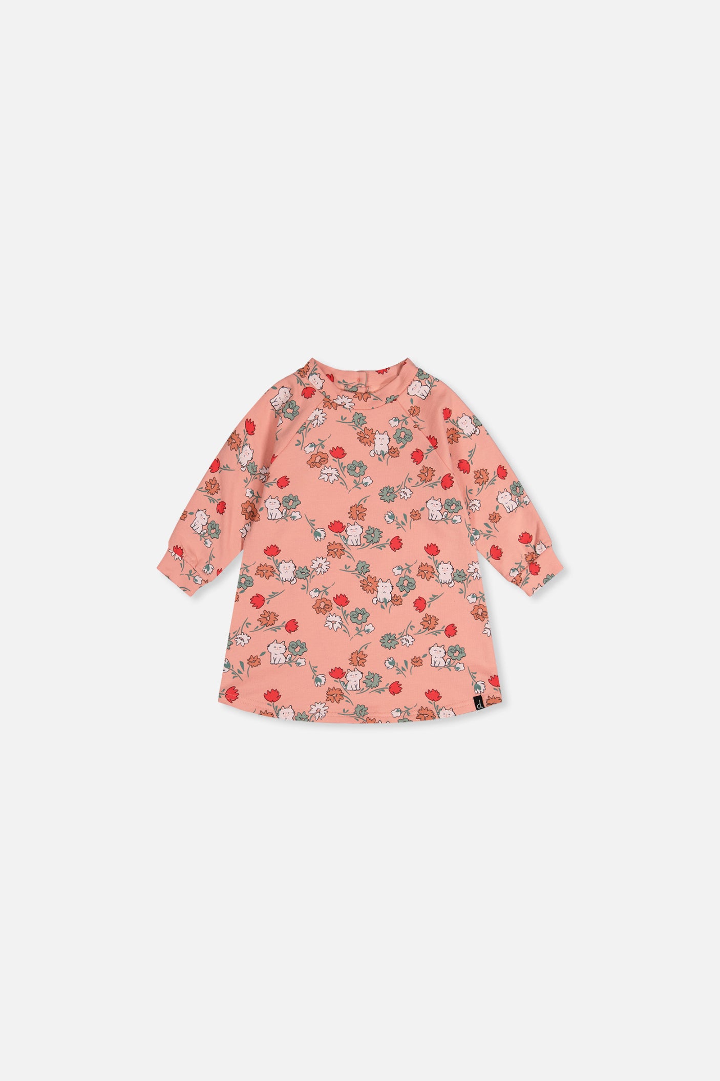 Baby French Terry Dress Pink Cat Print