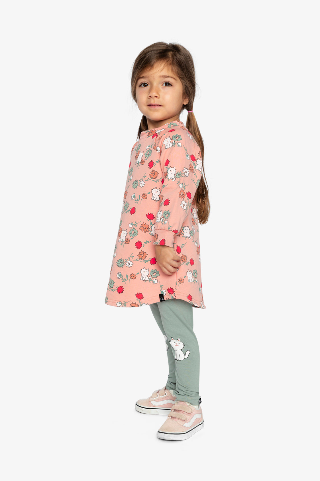 French Terry Dress Pink Cat Print - Image 4
