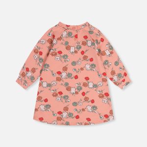 French Terry Dress Pink Cat Print - Image 3
