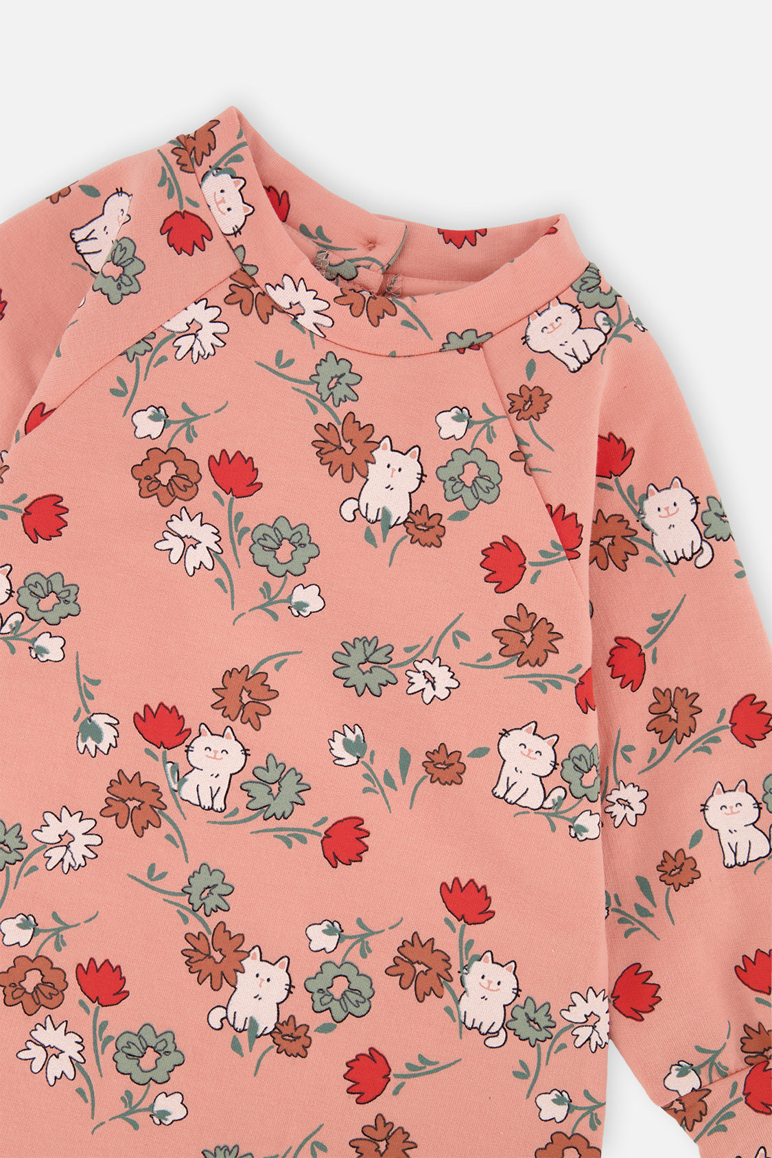French Terry Dress Pink Cat Print - Image 5