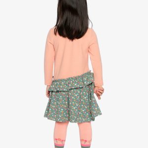 Bi-Material Dress Pale Pink And Green Floral Print - Image 4