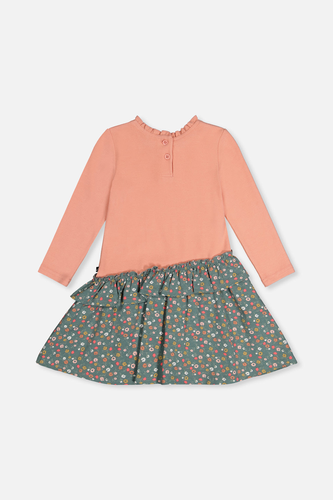 Bi-Material Dress Pale Pink And Green Floral Print - Image 3