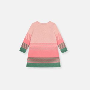 Alternative view of Baby Knitted Stripe Dress Very Pale Pink And Green
