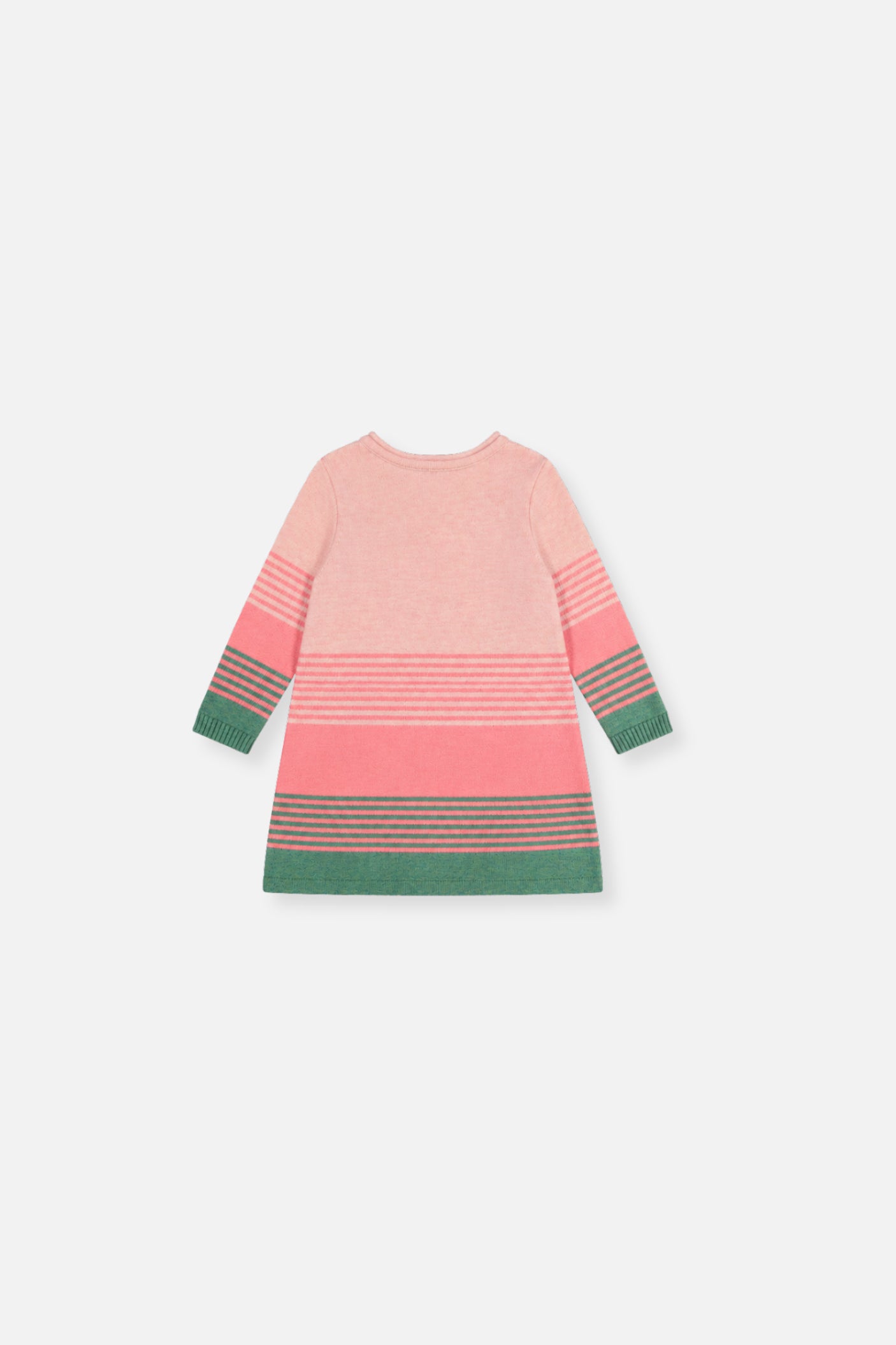 Baby Knitted Stripe Dress Very Pale Pink And Green - Image 2