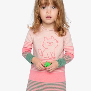 Knitted Stripe Dress Very Pale Pink And Green - Image 2
