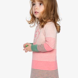 Knitted Stripe Dress Very Pale Pink And Green - Image 4
