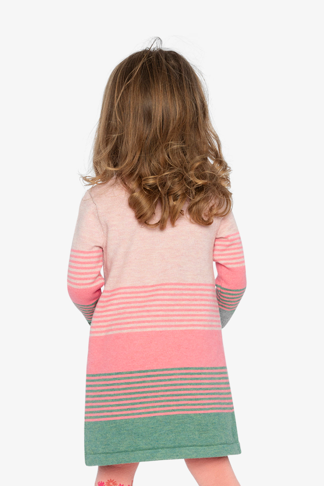 Knitted Stripe Dress Very Pale Pink And Green - Image 5