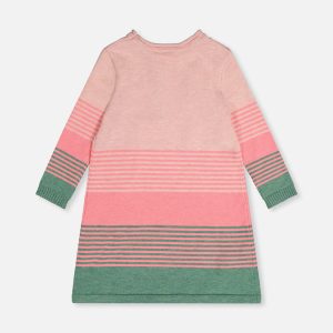 Knitted Stripe Dress Very Pale Pink And Green - Image 3