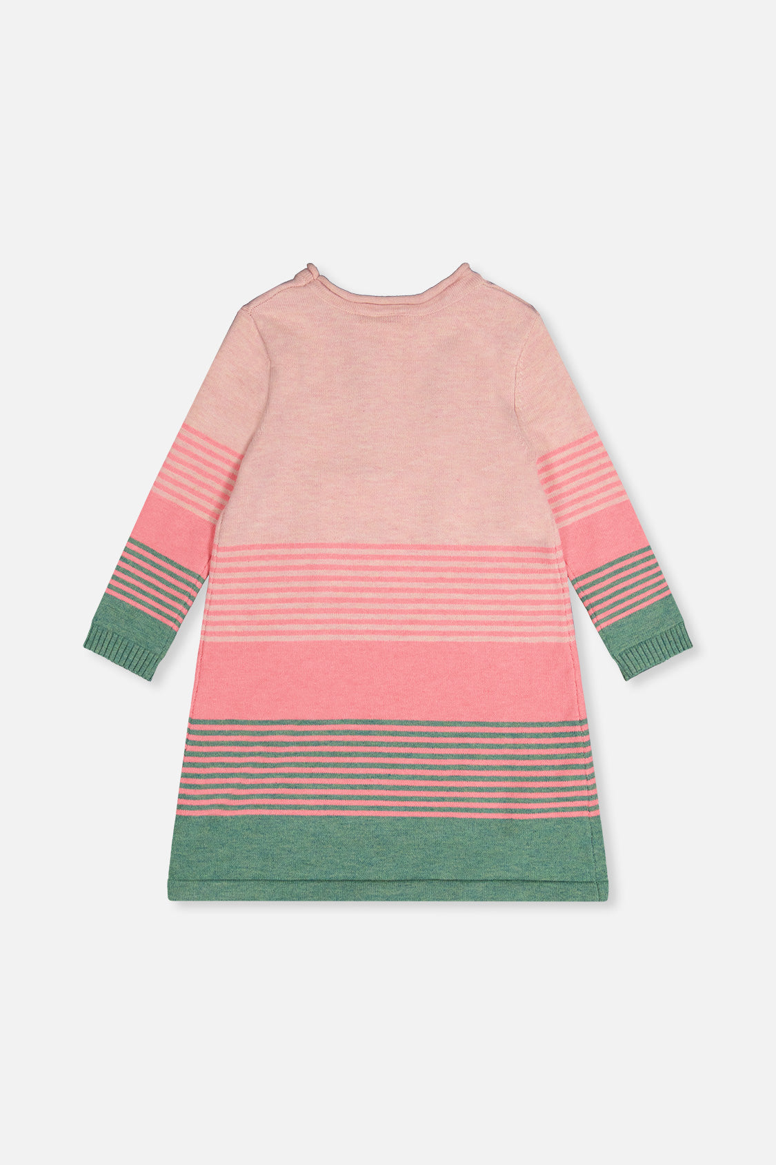 Knitted Stripe Dress Very Pale Pink And Green - Image 3