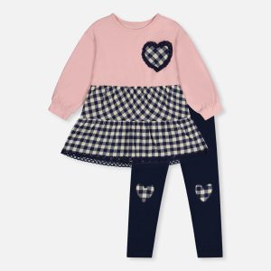 Tunic And Leggings Set Pale Dusty Pink And Navy