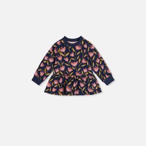 Baby French Terry Top Blue Tulip Print