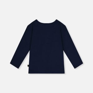 Organic Cotton T-Shirt Royal Blue And Pink - Image 4