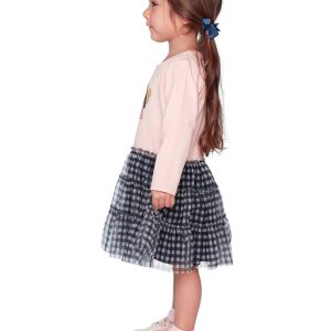 Bi-Material Dress Pale Dusty Pink And Navy - Image 4