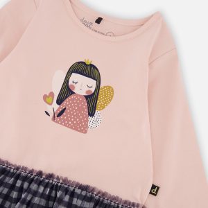 Bi-Material Dress Pale Dusty Pink And Navy - Image 5