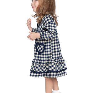 Shirt Dress With Frills Blue And White Gingham Print - Image 4