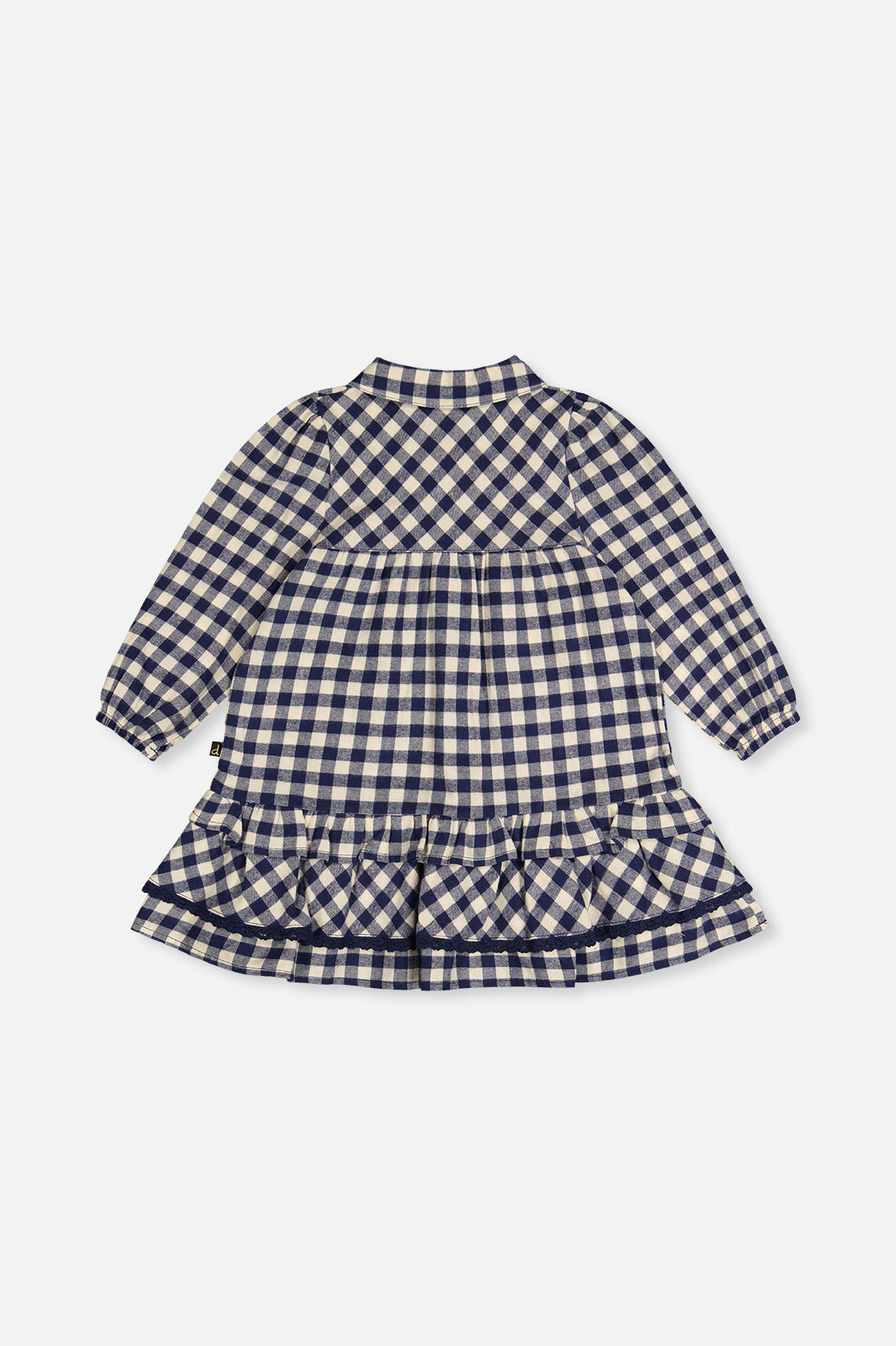 Shirt Dress With Frills Blue And White Gingham Print - Image 3