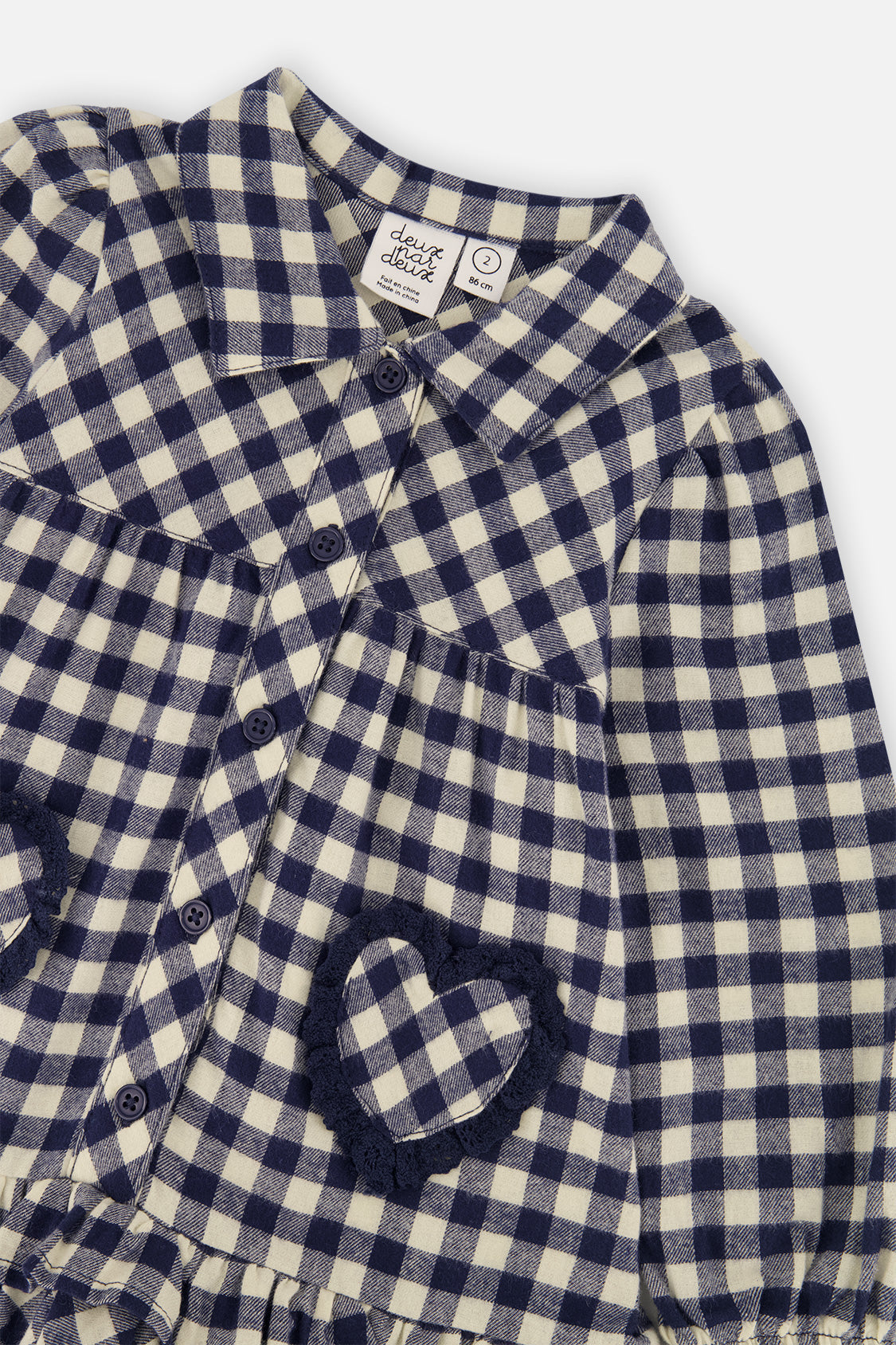 Shirt Dress With Frills Blue And White Gingham Print - Image 5
