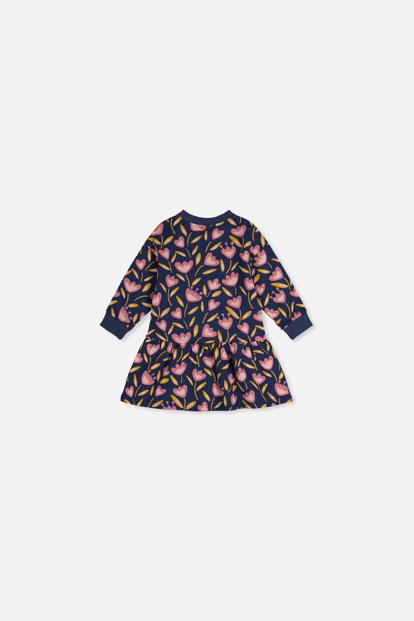 Baby French Terry Dress Blue Tulip Print - Image 2