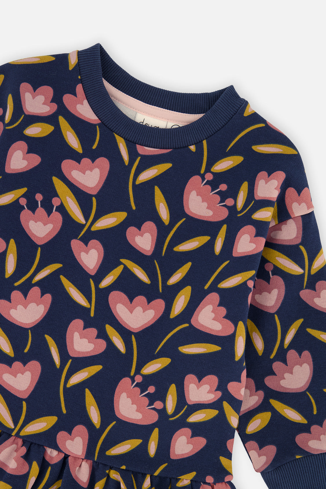 Baby French Terry Dress Blue Tulip Print - Image 3