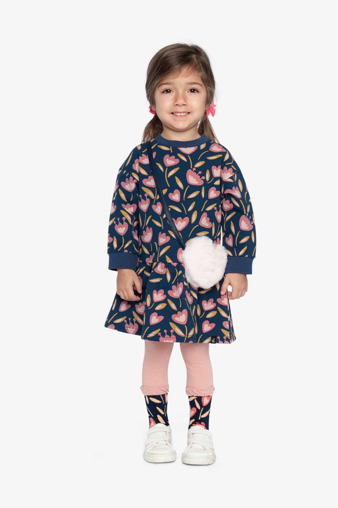 French Terry Dress Blue Tulip Print - Image 2