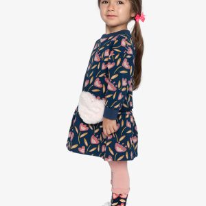 French Terry Dress Blue Tulip Print - Image 4