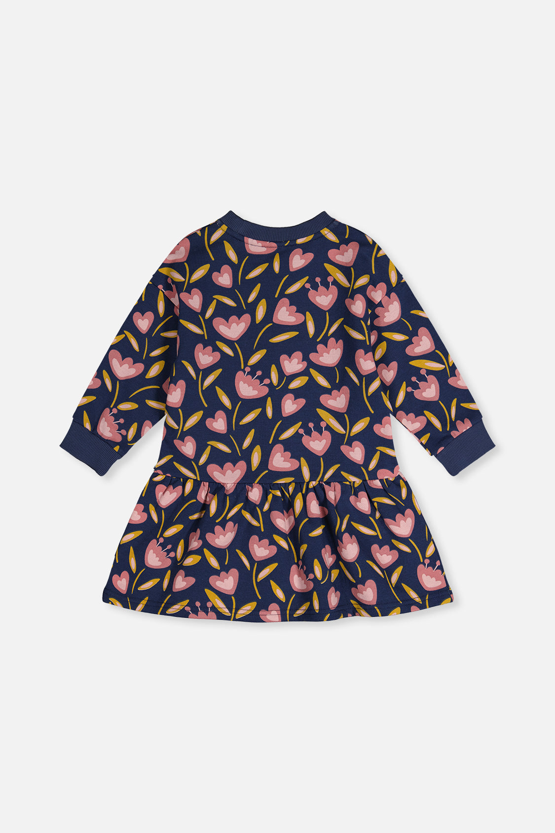 French Terry Dress Blue Tulip Print