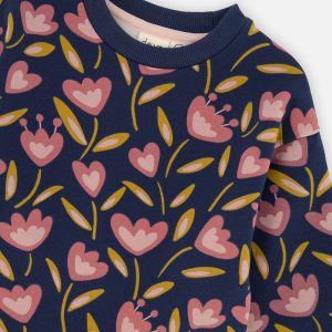 French Terry Dress Blue Tulip Print - Image 5