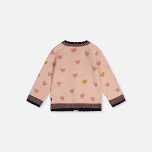 Alternative view of Baby Knitted Jacquard Cardigan Pale Dusty Pink And Navy