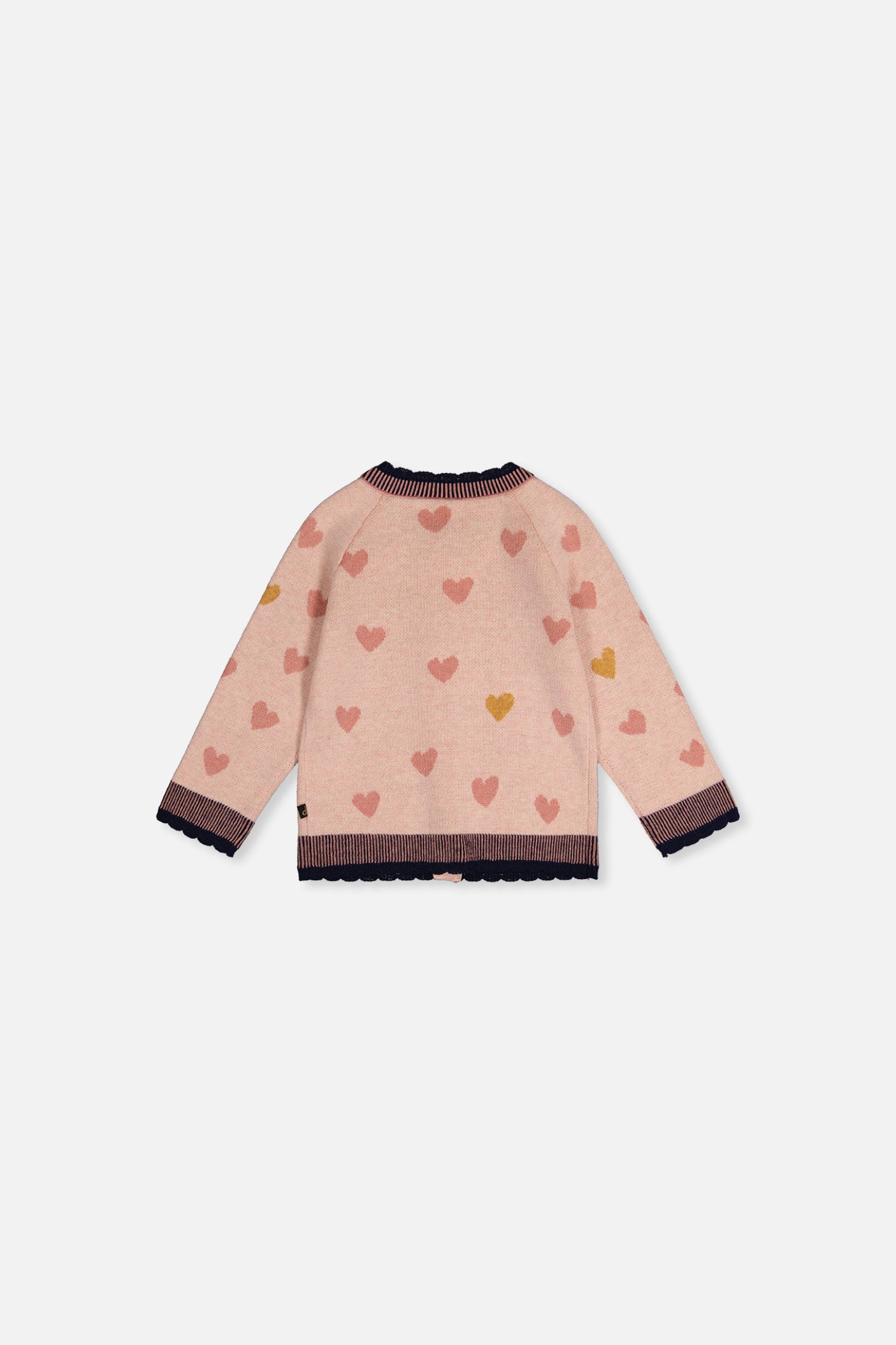 Baby Knitted Jacquard Cardigan Pale Dusty Pink And Navy - Image 2