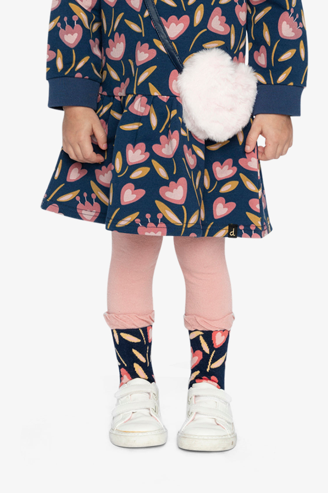 Tights Pale Dusty Pink And Navy - Image 2